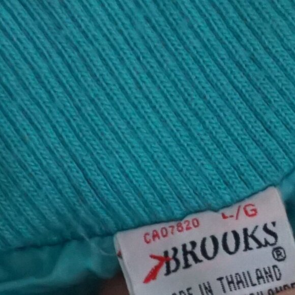 Vintage '80S Brooks Teal Nylon Stowaway Hood Zip Up Waterproof Rain Jacket L - Picture 4 of 10
